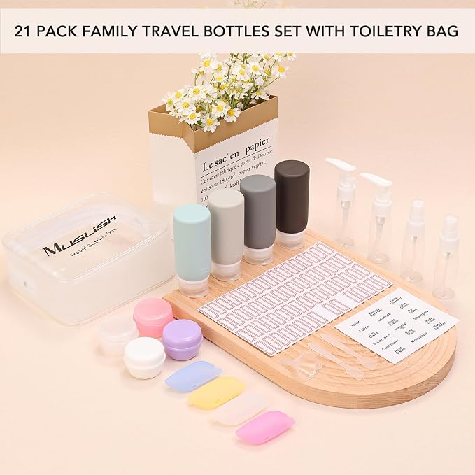 Muslish 21 Pack Travel Bottles for Toiletries, Leak-Proof TSA Compliant - Image 7