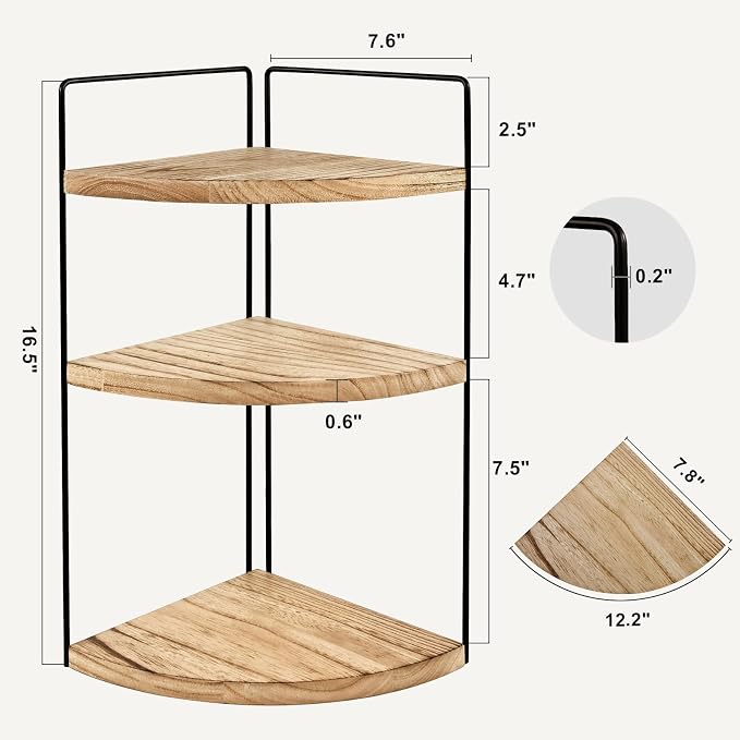 Corner Bathroom Counter Organizer Countertop Brown, 2 Pack 3 Tier Corner Shelf - Image 5
