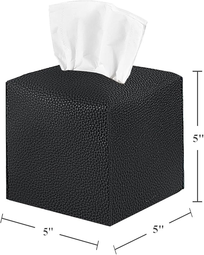 2 Pack, VIVIDLY Tissue Box Cover Holder, Square Modern PU Leather Tissue Box - Image 2