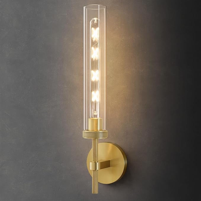 Brass Knurled Tube Wall Sconce by BlesULuk