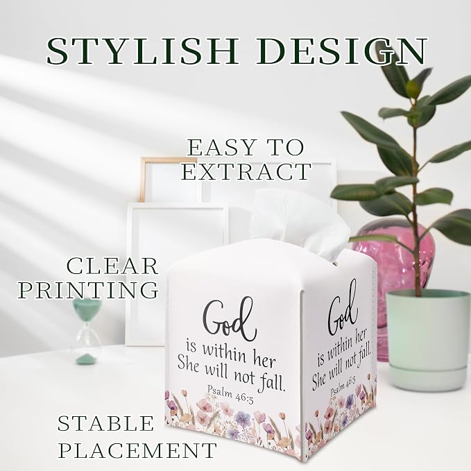 Christian Bible Verses Tissue Box Cover Square, Inspirational Quotes Waterproof - Image 5