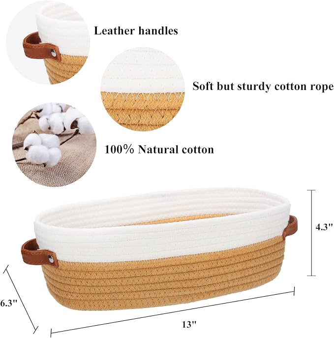 Bathroom Countertop Organizer Basket, Cotton Rope Woven Storage Basket Toilet - Image 5