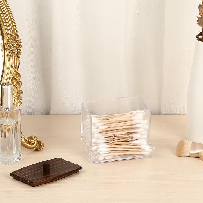 Hipiwe Clear Acrylic Qtip Holder Apothecary Jar - Image 7