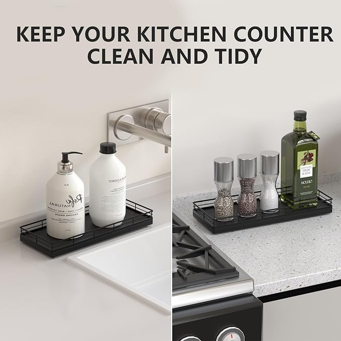 Bathroom Tray for Counter Top Organizer – Oak Wood Vanity Tray - Image 4