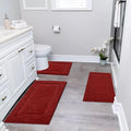SHACOS Red Bathroom Rugs Set of 3 Pieces, Non-Slip Extra Soft Absorbent Bath by SHACOS