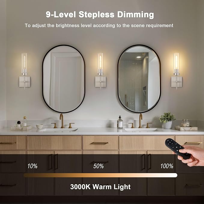 Brushed Nickel Battery Operated Wall Sconces - Image 5