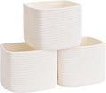 3 Pack Cube Storage Bin, 9”x9”x7” Cotton Rope Woven Baskets by Degeyoyo