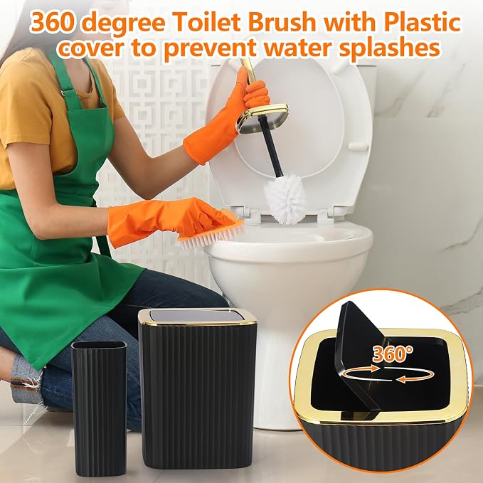 Black Bathroom Accessories Set, 9 Piece Black Bathroom Accessory Set - Image 5
