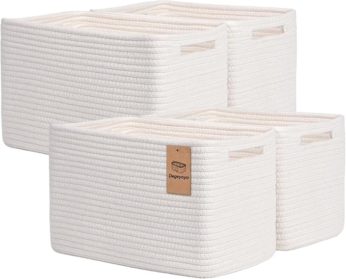 Storage Baskets for Organizing, 4 Pack Baskets for Shelves, Decorative Storage by Degeyoyo