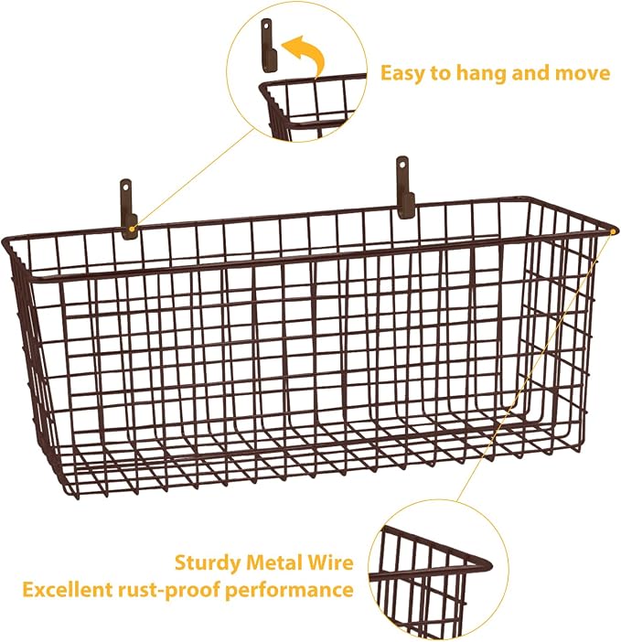 2 Sets Extra Large Hanging Wall Basket, WallmountedFruit Vegetable Toy Snack - Image 3