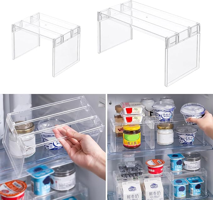 Multi Purpose Layered Fridge Rack Space Saving Kitchen Organiser Shelf - Image 4