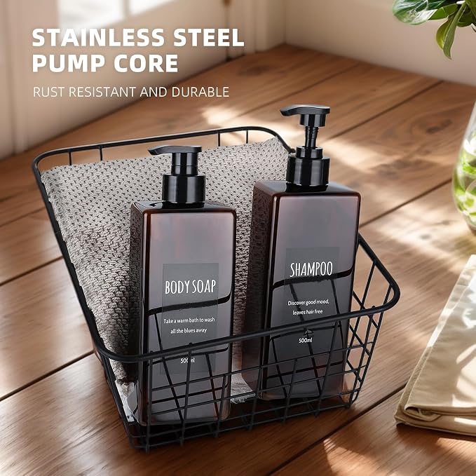 Shampoo and Conditioner Dispenser Modern Refillable Shampoo Pump Bottles - Image 4
