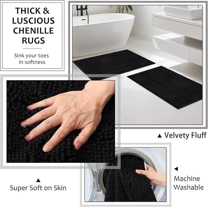Matte Black Bathroom Sets with Shower Curtain and Rugs, 8-Piece Resin Bathroom - Image 4