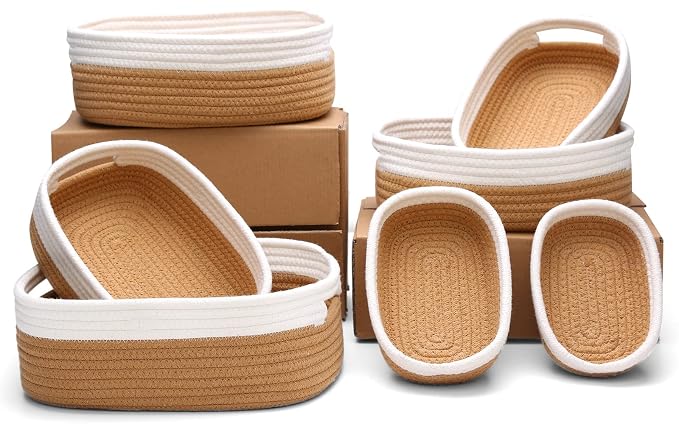 7 Piece Cotton Rope Woven Basket Set by HLWDFLZ