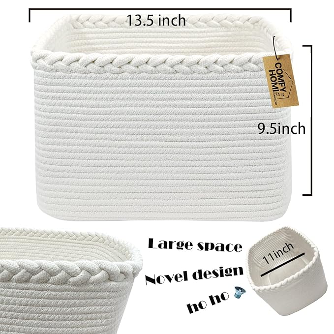 COMFY-HOMI Square Woven Cotton Rope Basket - Image 4