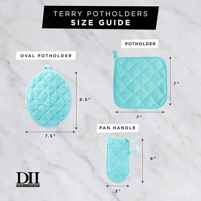 DII Basic Terry Collection Quilted 100% Cotton, Oval Potholder, 2 Piece - Image 7