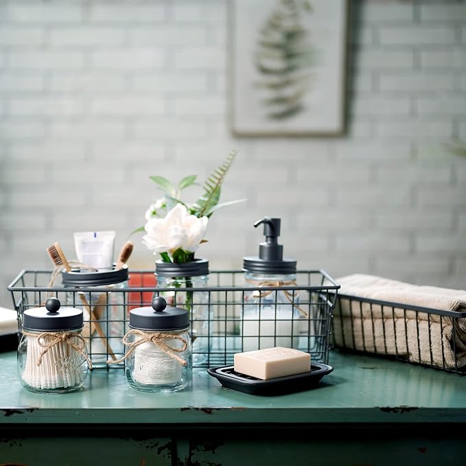 SheeChung 6Pcs Mason Jars Bathroom Accessories Set - Image 7