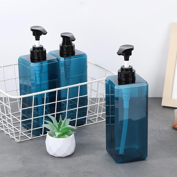 Suream Soap and Lotion Dispenser Set, 27oz/800ml Blue Shampoo and Conditioner - Image 7
