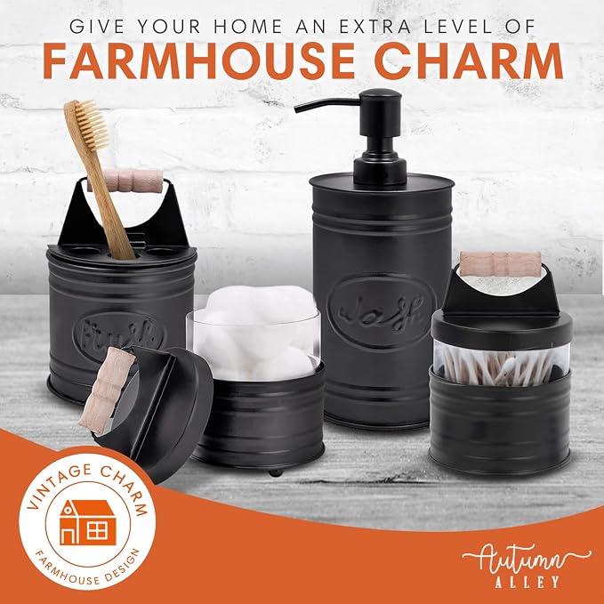 Autumn Alley Rustic Bathroom Accessories Set Black Farmhouse Soap Dispenser - Image 9