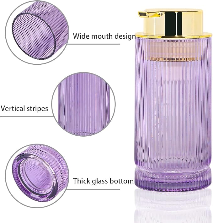 Foaming Soap Dispenser, 14 Oz Bathroom Refillable Liquid Lotion Pump Ribbed - Image 5
