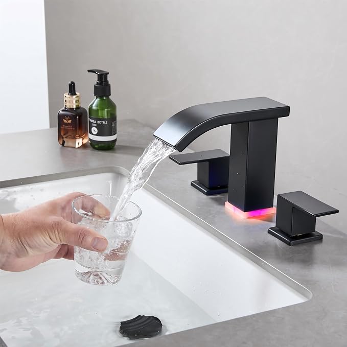 Bathroom Faucets 8 Inch Widespread Bathroom Sink Faucet Two Handles Black - Image 6