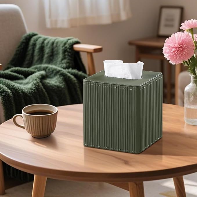 Tissue Box Cover Square with Magnetic Closure, PU Leather Tissue Box Holder - Image 5