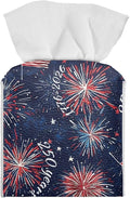 Firework USA Flag Tissue Box Holder Waterproof PU Leather Square Modern Tissue by Pzuqiu