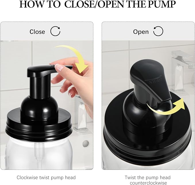 Amolliar Plastic Mason Jar Foaming Soap Dispenser - Image 7