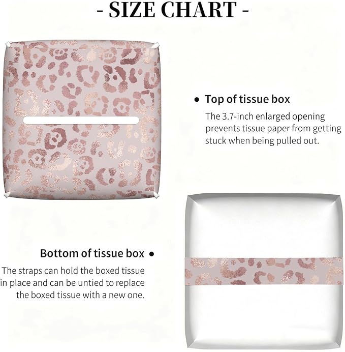 Pink Leopard Tissue Box Cover Leather Tissue Box Holder Square Facial Paper - Image 3