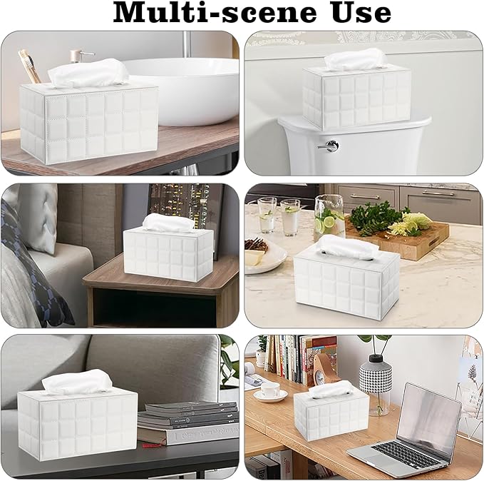 Sumnacon Tissue Box Cover Rectangle Leather Tissue Box - Image 6