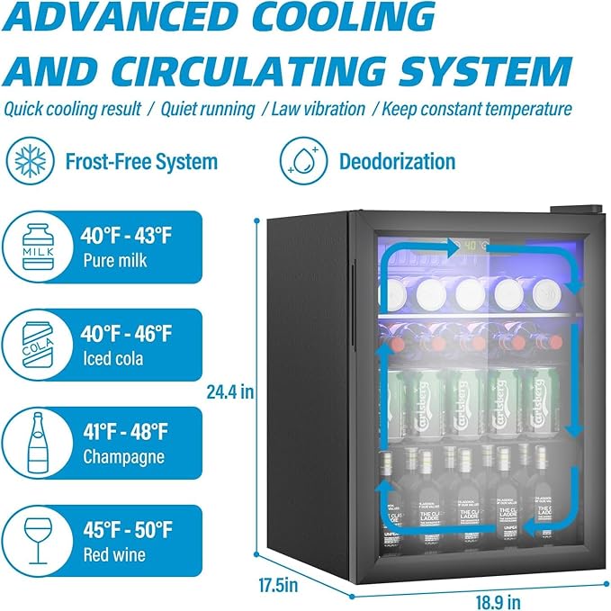 Compact Beverage Refrigerator, 105 Can/2.7 Cubic Feet Fridge - Image 3