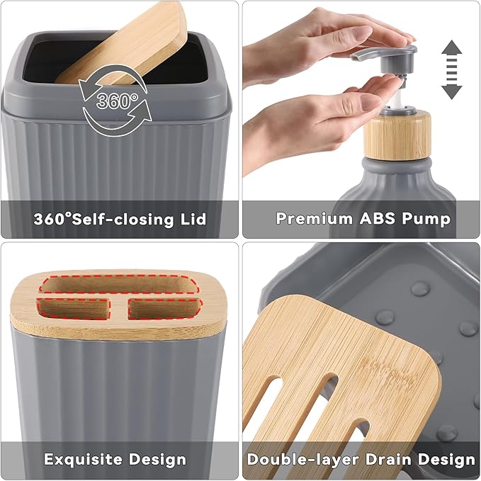 32PCS Grey Bathroom Accessories Set - Image 3