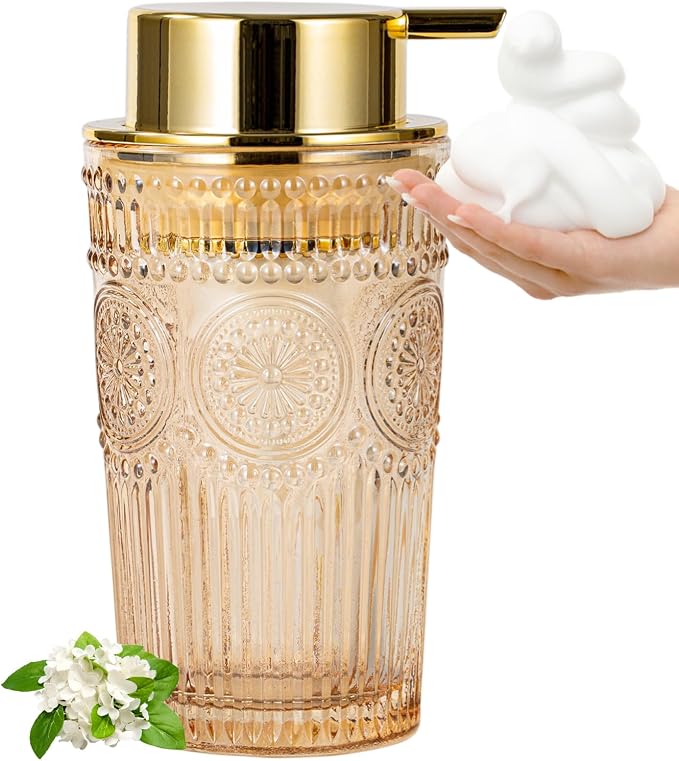 Gold Glass Foaming Soap Dispenser by AZMOYAC