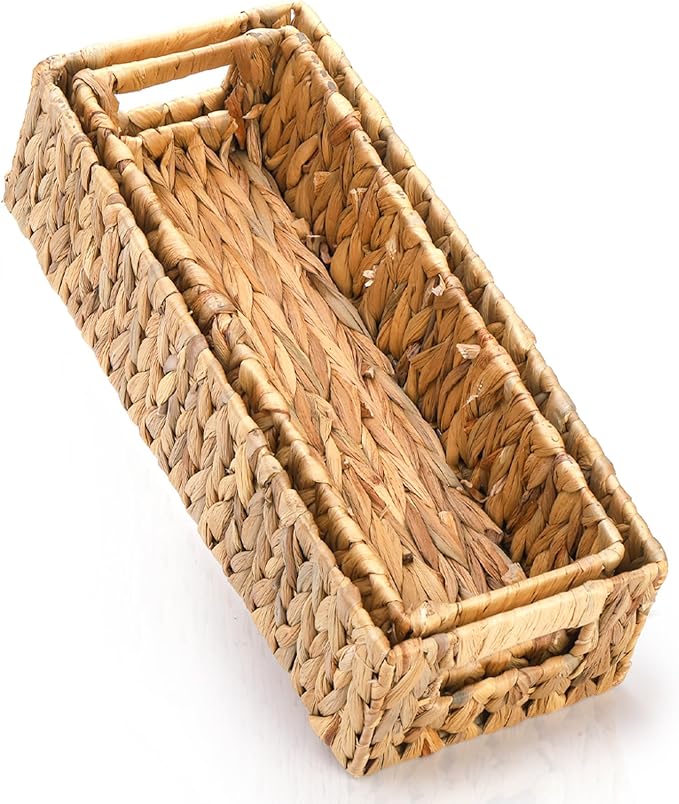 2 Pack Wicker Storage Baskets, Water Hyacinth Holder - Image 3