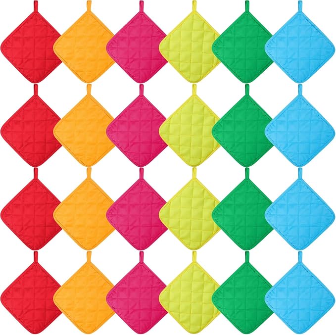 Bokon 24 Pcs Pot Holders for Kitchen, Heat Resistant Cotton Hot Pad Oven Mitts by Bokon