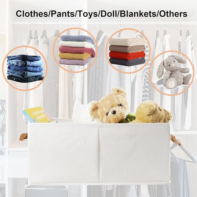 Pack of 3 Large Capacity Storage Bins Closet Organizer System, Sturdy Foldable - Image 2