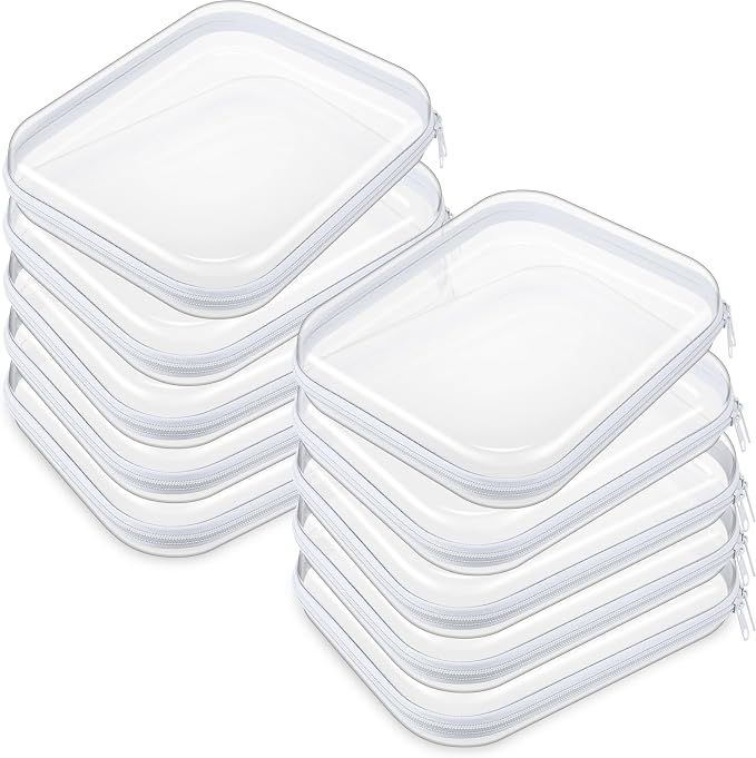 Sanwuta 10 Pcs Hard Zipper Case Clear Hard Pouches Plastic Zipper Pencil Box by Sanwuta