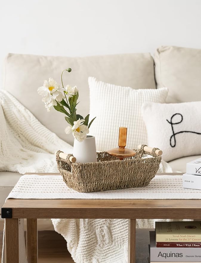 StorageWorks Small Baskets for Shelf, Seagrass Woven Basket - Image 5