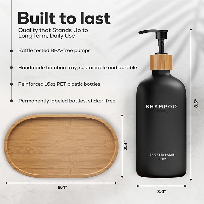 Black Shampoo and Conditioner Dispenser Set by Brighter Barns - Image 3