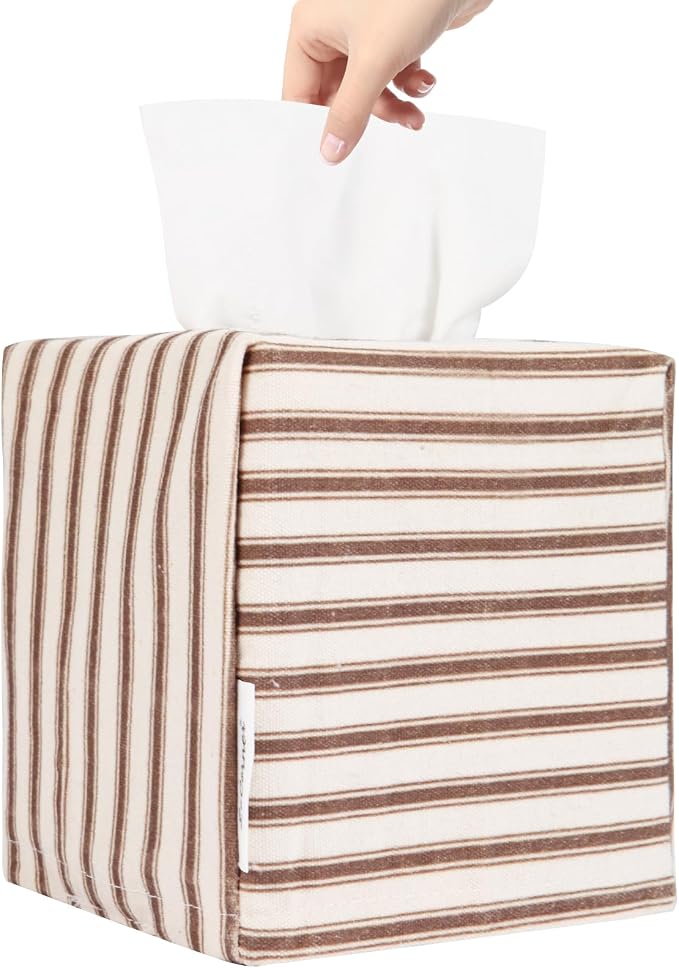Tissue Box Cover, Fabric Tissue Box Holder Square, Stylish Reusable Toilet by LeCorner