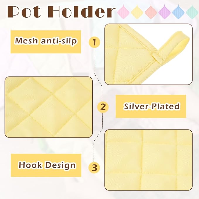Bokon 12 Pcs Pot Holders for Kitchen, Pastel Potholders Sets, Heat Resistant - Image 3