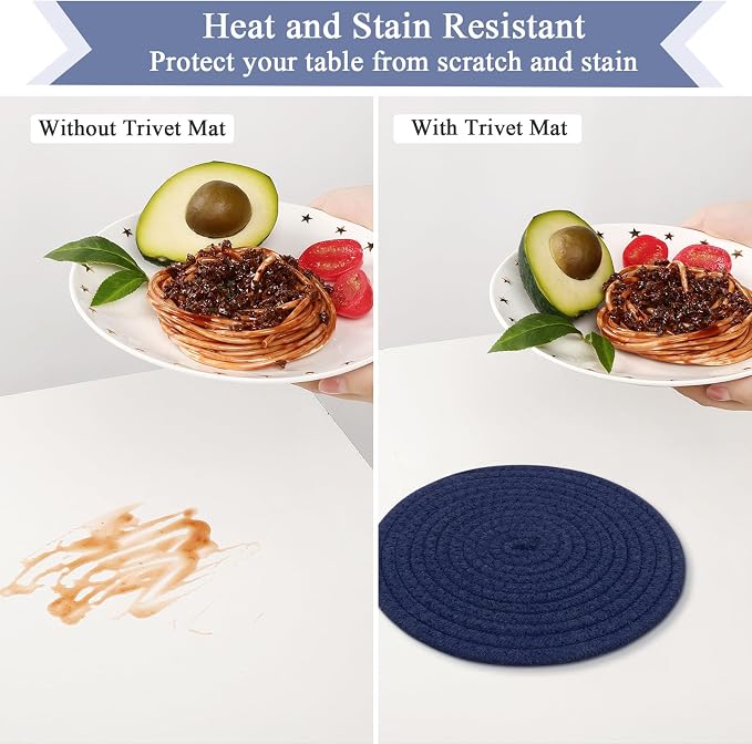 SHACOS 8 Inches Trivets for Hot Dishes, 4 Pieces Cotton Trivets Mats for Kitchen - Image 3