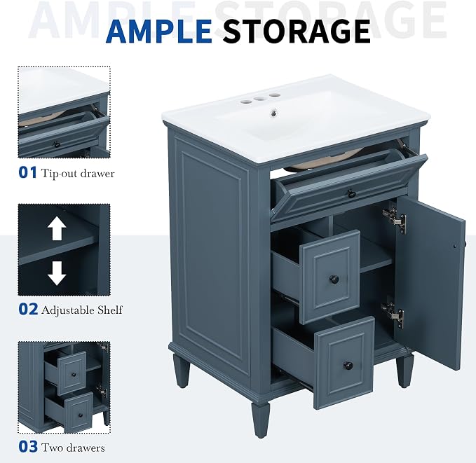Harper & Bright Designs 24" Bathroom Vanity - Image 5