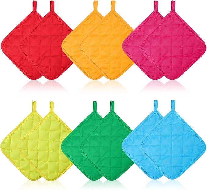 Bokon 12 Pcs Pot Holders for Kitchen, Heat Resistant Cotton Hot Pad Oven Mitts by Bokon