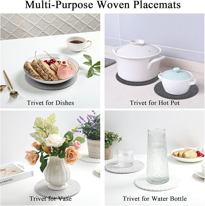 SHACOS 8 Inches Trivets for Hot Dishes, 4 Pieces Cotton Trivets Mats for Kitchen - Image 5