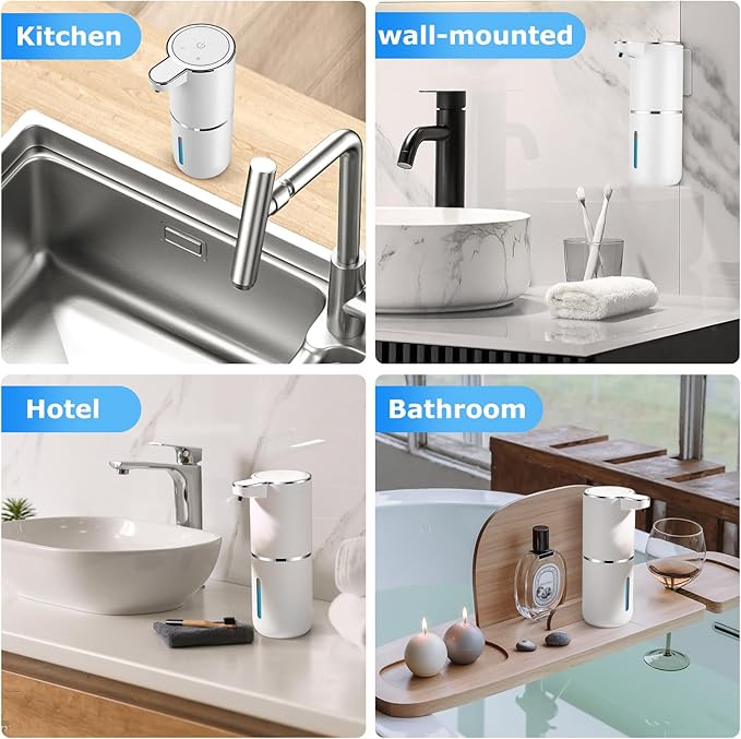 4 Pack Automatic Soap Dispensers, 12.8oz/380ml USB Touchless Automatic Foaming - Image 7