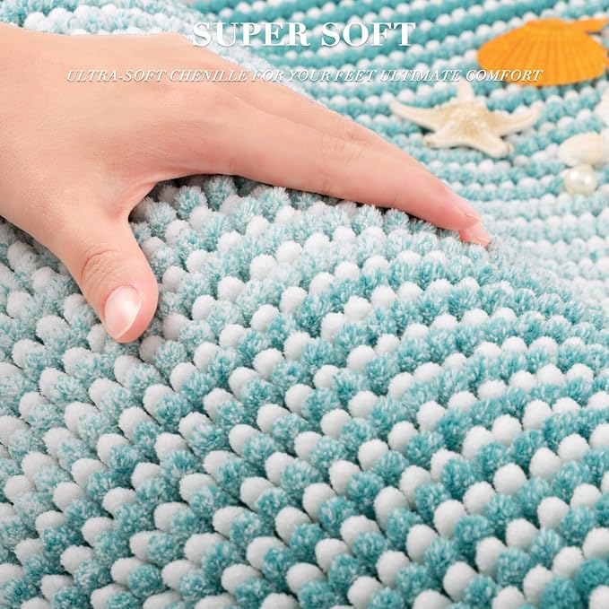 BSICPRO Bathroom Rugs and Mats Sets, 2 Piece Thick Absorbent Chenille Bath Mat - Image 4