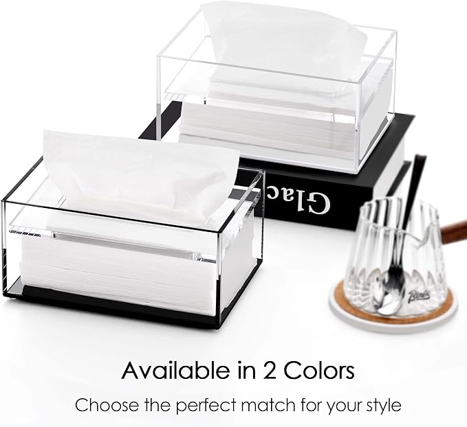 SANRUI Clear Acrylic Facial Tissue Box Cover Holder - Image 5