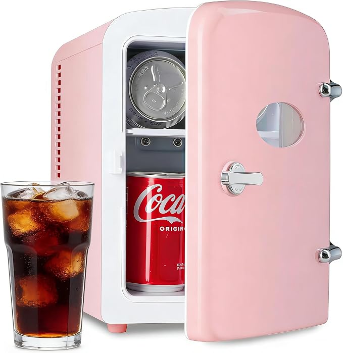 HealSmart 4L Mini Fridge with Observation Window, 6 Can Capacity, Freon-Free by HealSmart