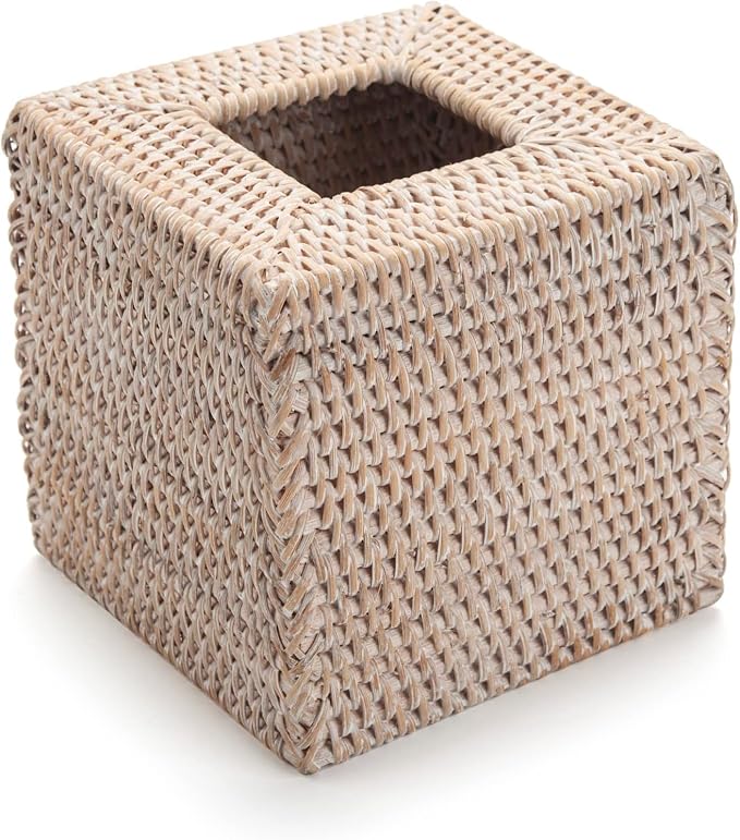 Rattan Tissue Box Cover Square, Wicker Tissue Box Holder, Decorative Woven - Image 2